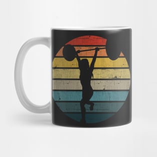 Lifting Weights Silhouette On A Distressed Retro Sunset product Mug